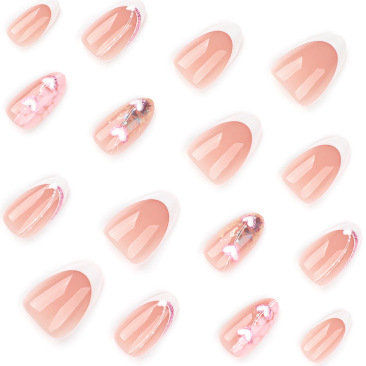 Artistic Gel Nails with Romantic Heart Designs Bowlift