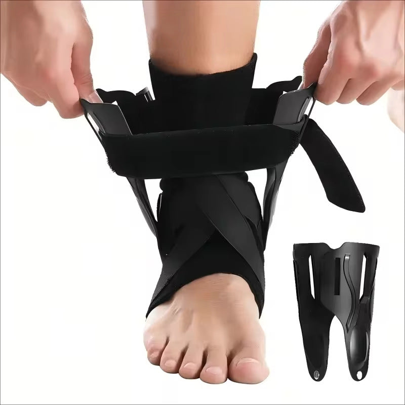 Adjustable Breathable Ankle Brace with Rigid Dorsal Splint and Cross-Strap Compression Bowlift