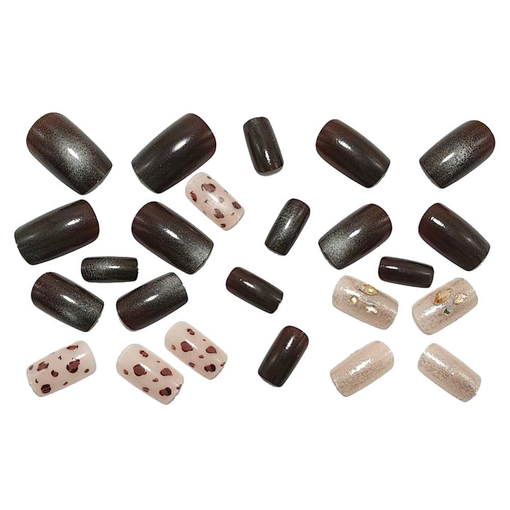 Artificial nails with elegant glitter and leopard pattern Bowlift