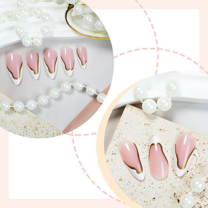 High-quality artificial nail set with elegant gold accents Bowlift