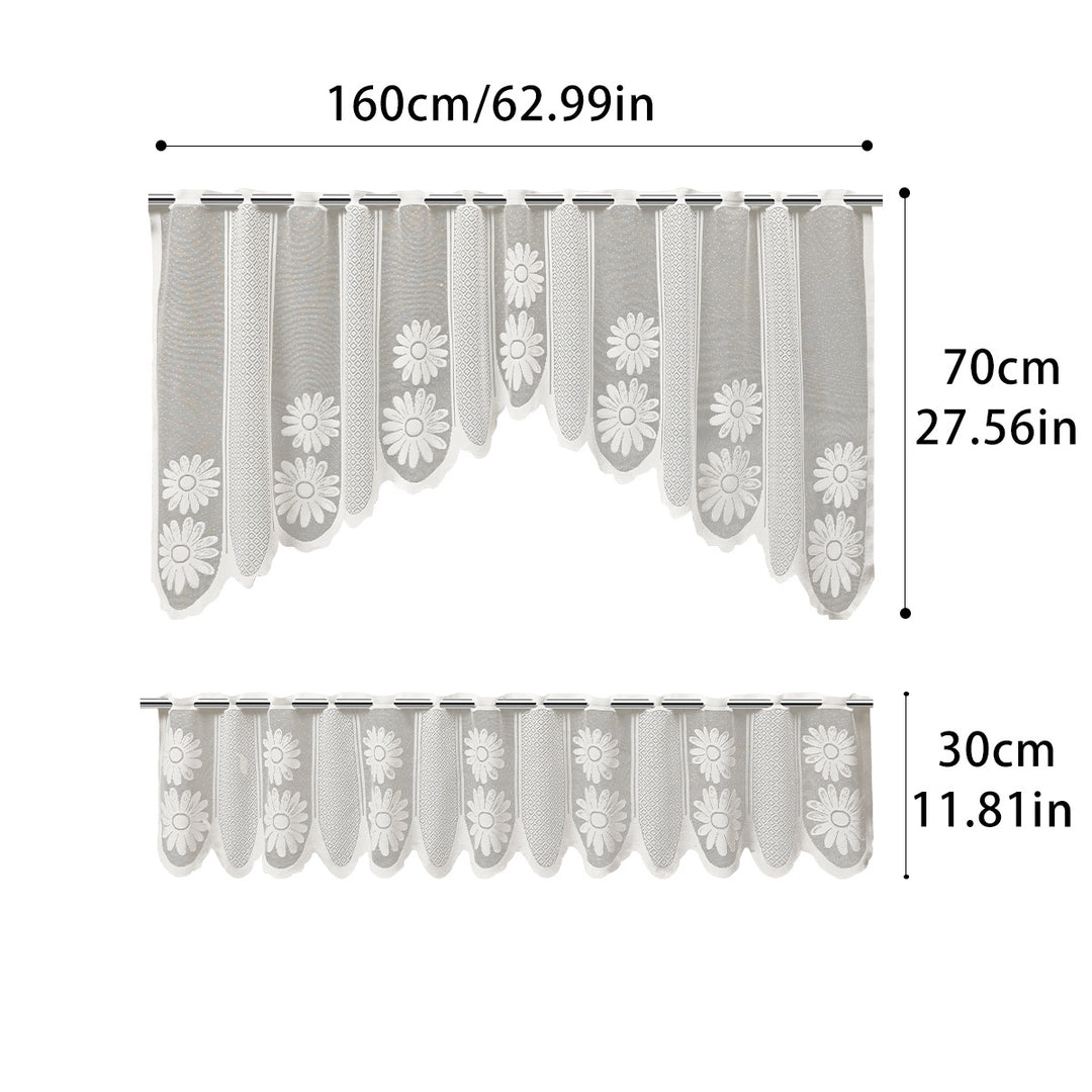 Floral Lace Tiered Window Curtains