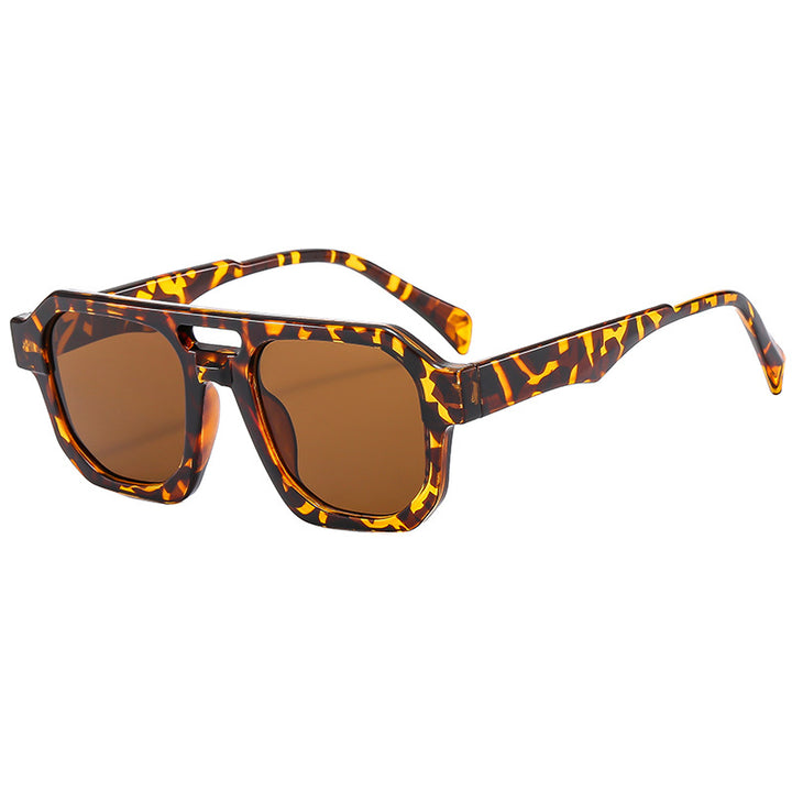 Women’s exclusive polygonal sunglasses with luxurious tortoiseshell pattern Bowlift