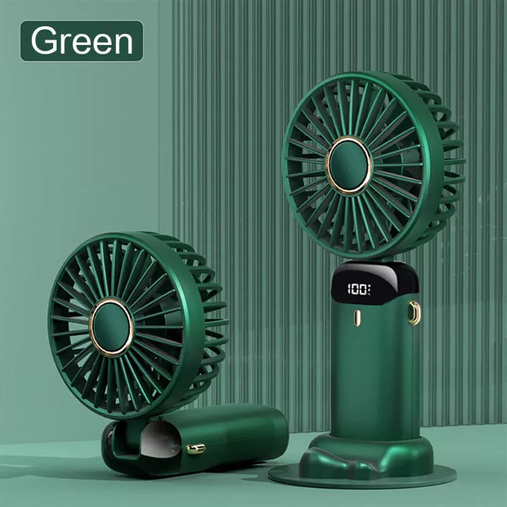 Unisex One Size Foldable Rechargeable Hand Fan with LED Battery Status Indicator and Removable Charging Station Bowlift