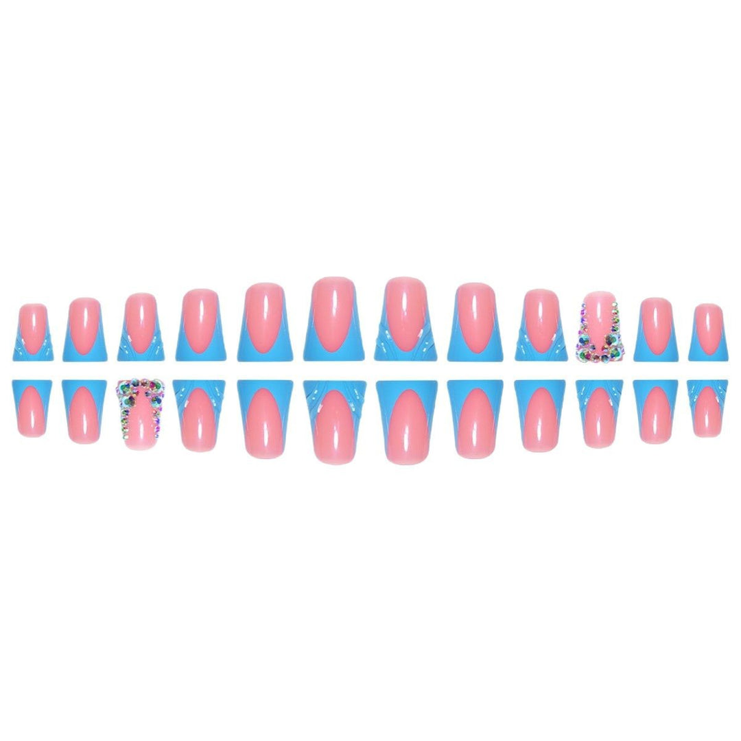 Decorative Press-On Nail Art Extensions with Rhinestone Accents Bowlift