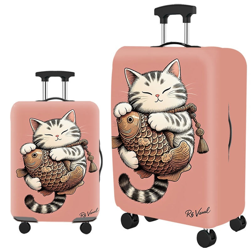 Artistic Cat-Themed Hard Shell Suitcase Bowlift