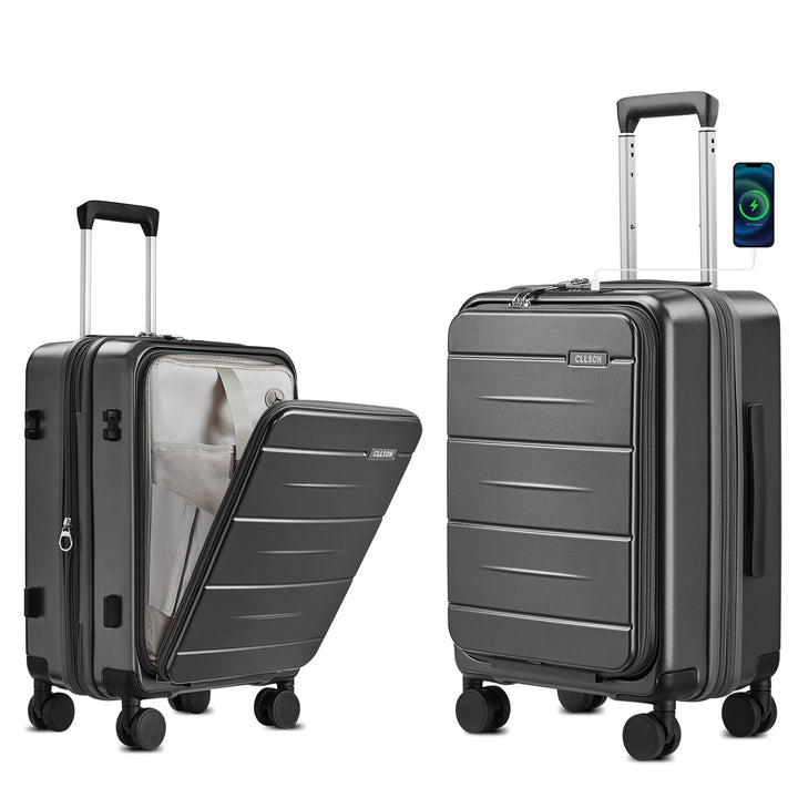 Unisex Smart Hard Shell Cab Carry-On Luggage Bowlift