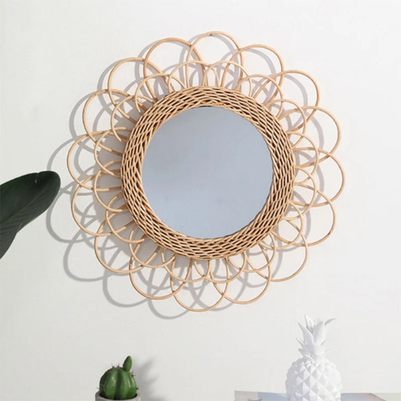 More Elegant Round Wall Mirror Made of Natural Rattan Bowlift