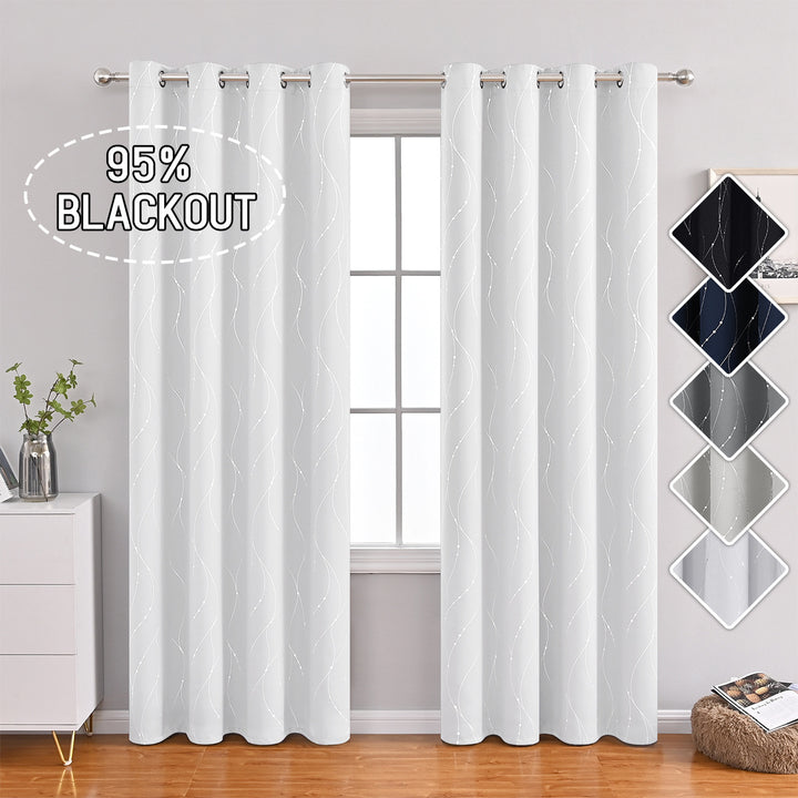 Blackout Wave Pattern Window Curtains