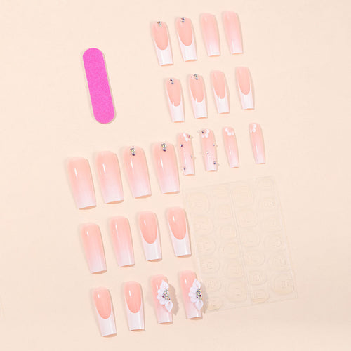 Elegant Floral Acrylic Nail Extensions Bowlift