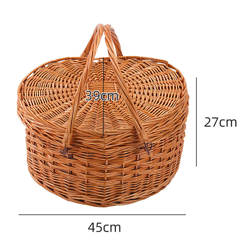 Women Handcrafted Basket with Practical Lid Bowlift