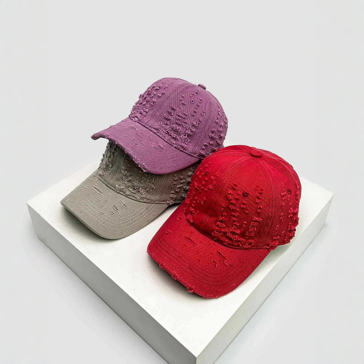 Women's Distressed Textured Baseball Cap Bowlift