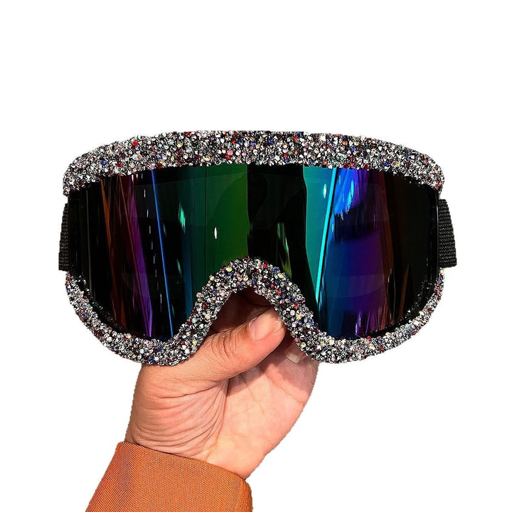 Ladies glamorous ski goggles with sparkling crystal frame Bowlift
