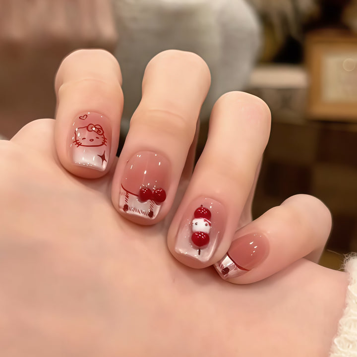 Artificial nails with playful Hello Kitty design Bowlift