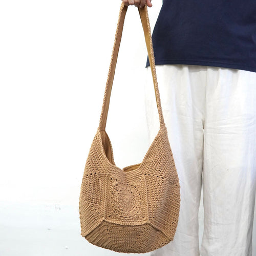 Handmade tote bag with artistic crochet pattern Bowlift