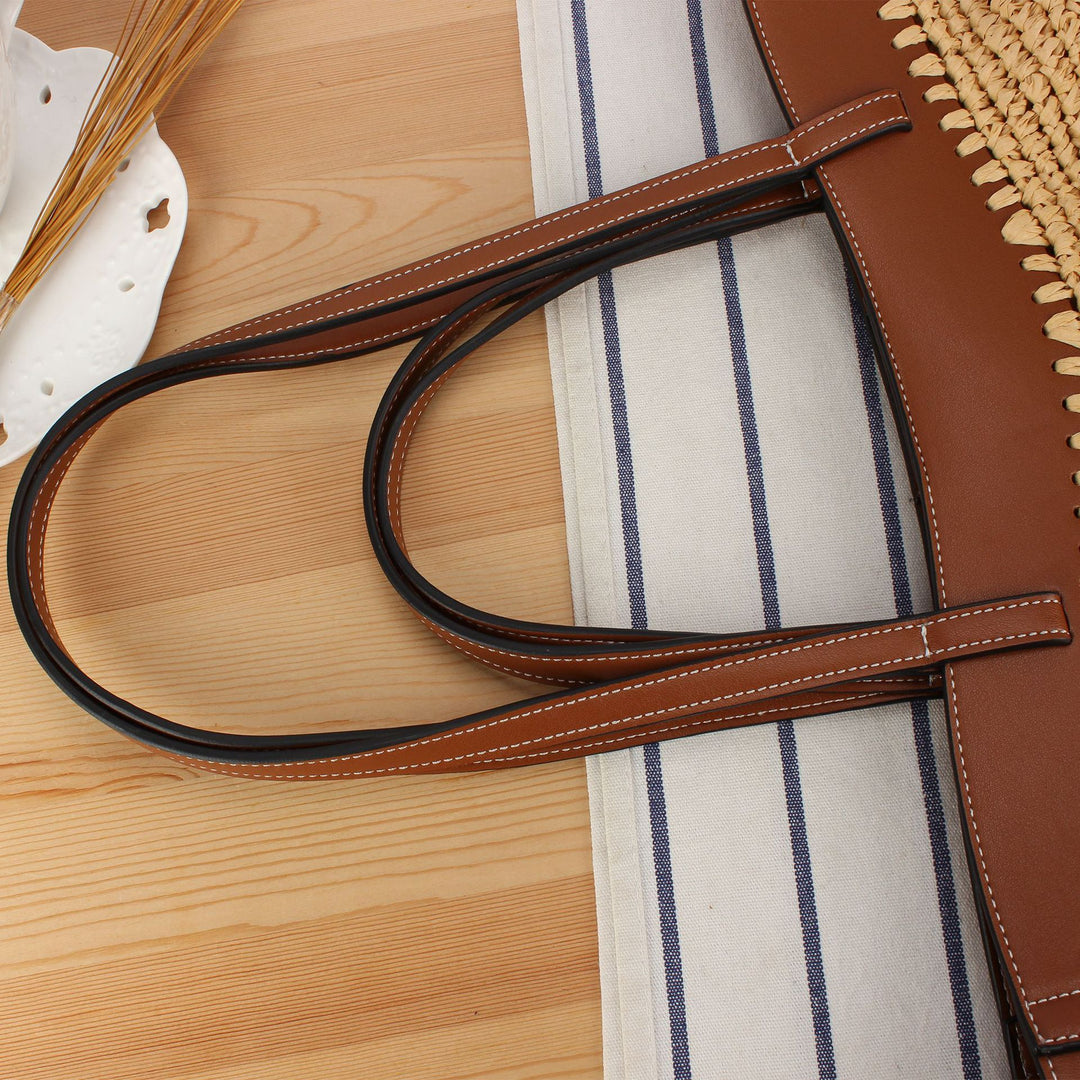 Braided Shoulder Bag with Elegant Leather Detail Bowlift