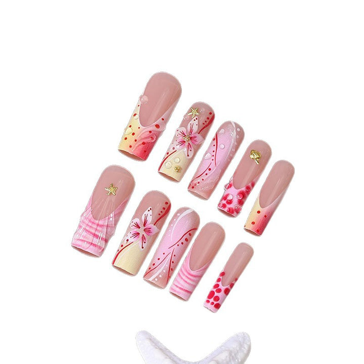Artistic Floral Design Press-On Nail Tips Bowlift