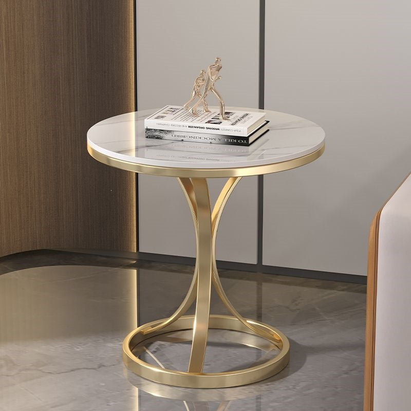 Modern Round Accent Table with Sleek Metal Base Bowlift