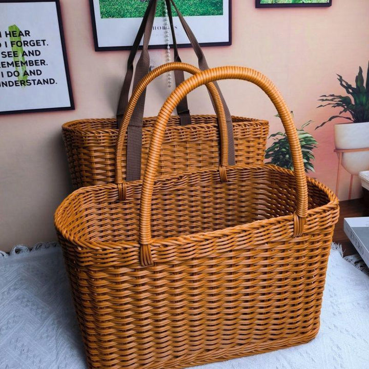 Handwoven Decorative Market Basket Bowlift