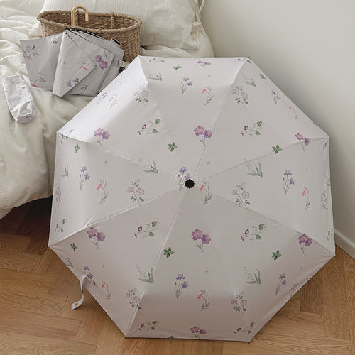 Ladies Folding Umbrella with Elegant Flower Design Bowlift