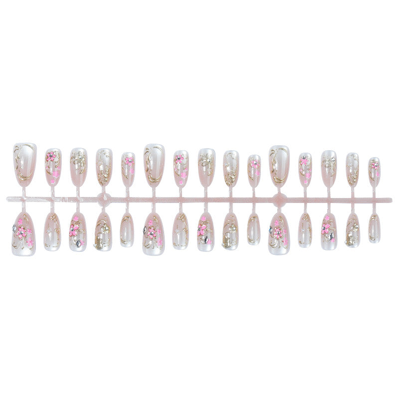 Decorative Press-On Nail Art Set with Floral Design Bowlift