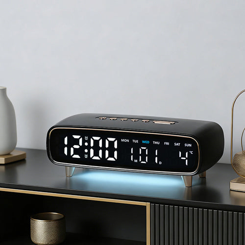 Digital radio alarm clock with temperature and date display Bowlift