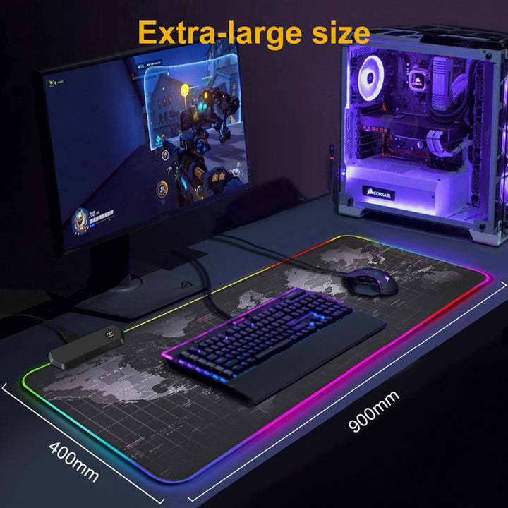 Extra Large RGB Backlit Gaming Mouse Pad with Microfiber Surface and Braided USB Cable Bowlift