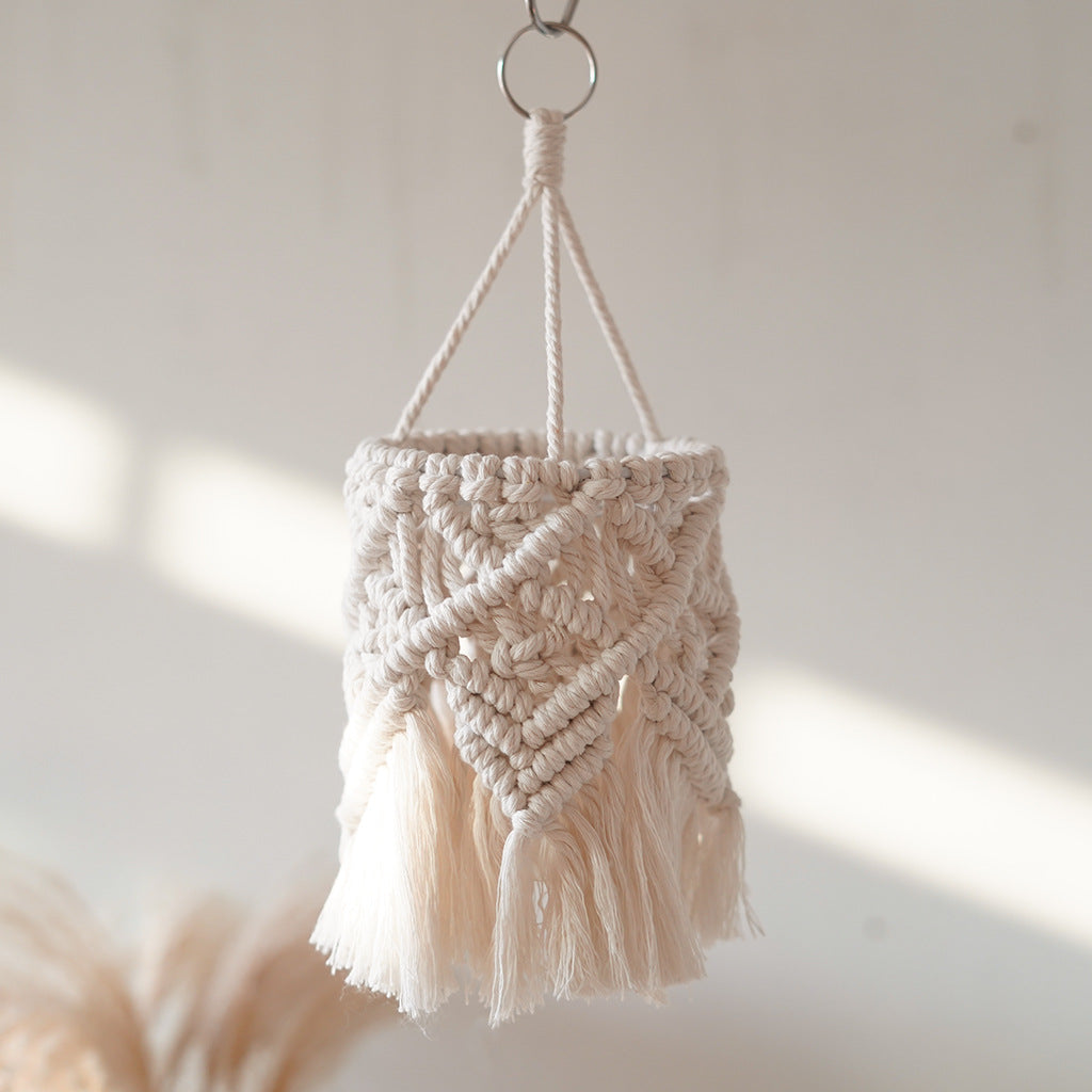 Textured Macramé Hanging Light Fixture Bowlift