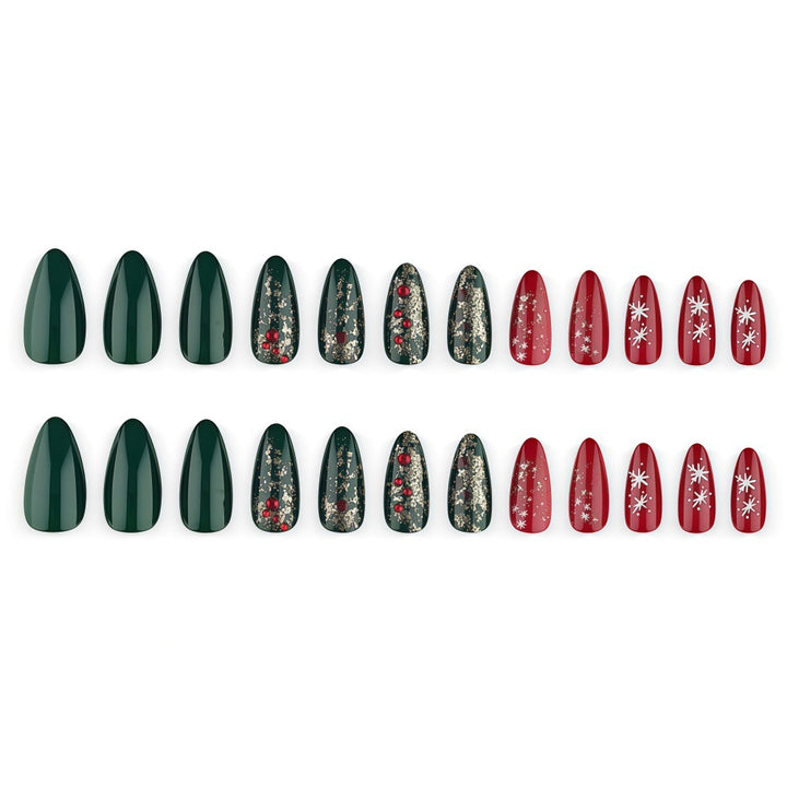 Artificial nails in festive Christmas design Bowlift 1787298787