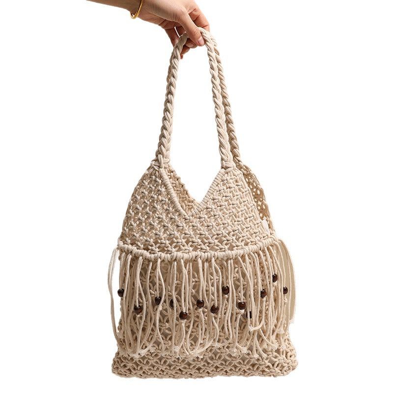 Crocheted beach bag with fringe details Bowlift