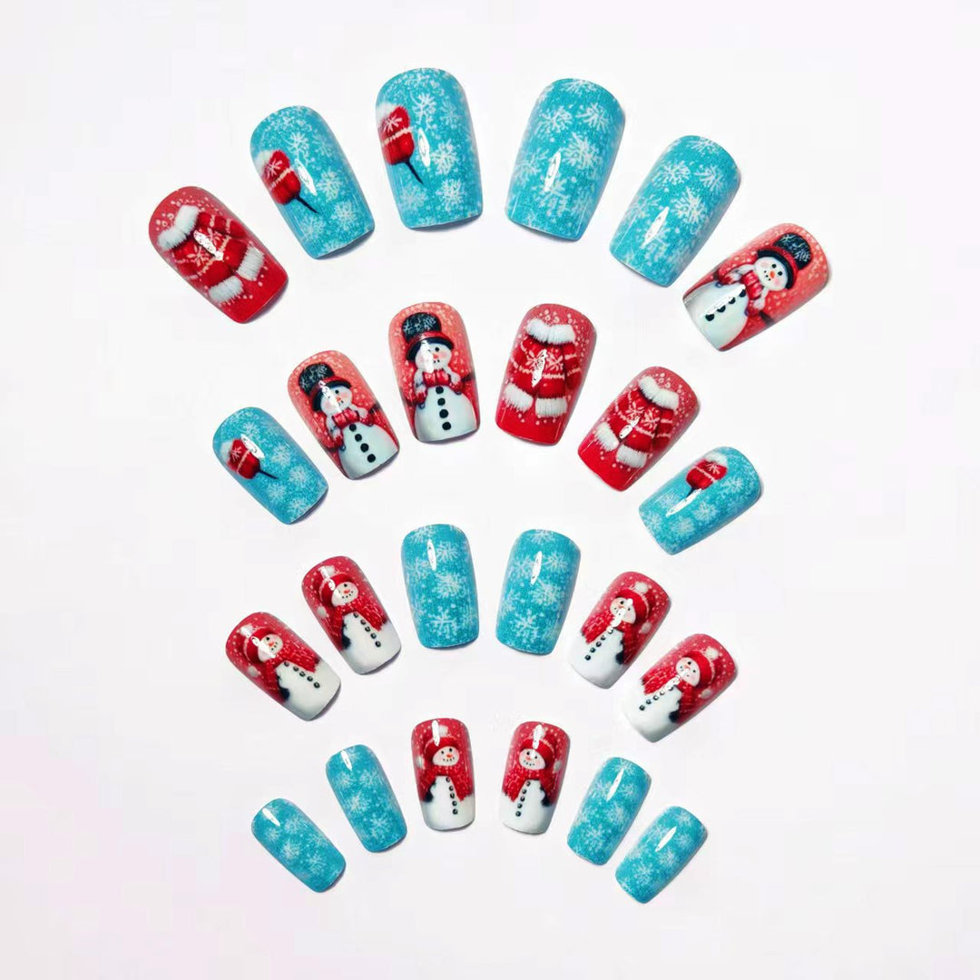 Artificial Nails in Winter Snowman Design Bowlift