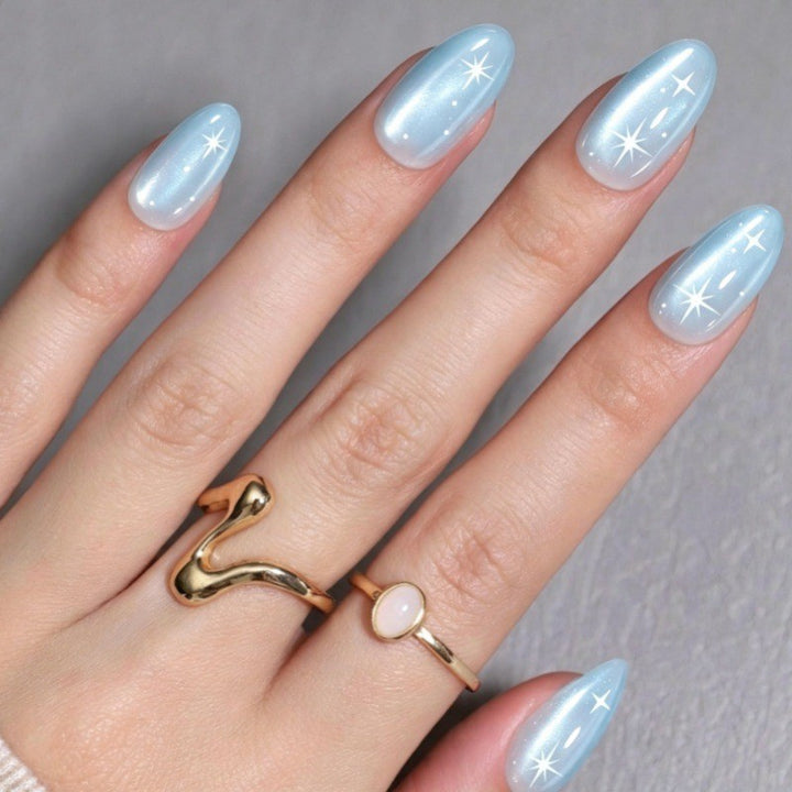 Premium Glossy Starry Press-On Nails Bowlift