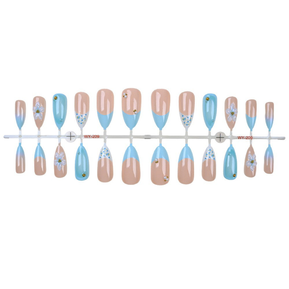 Glamorous Floral-Accent Press-On Nail Set Bowlift