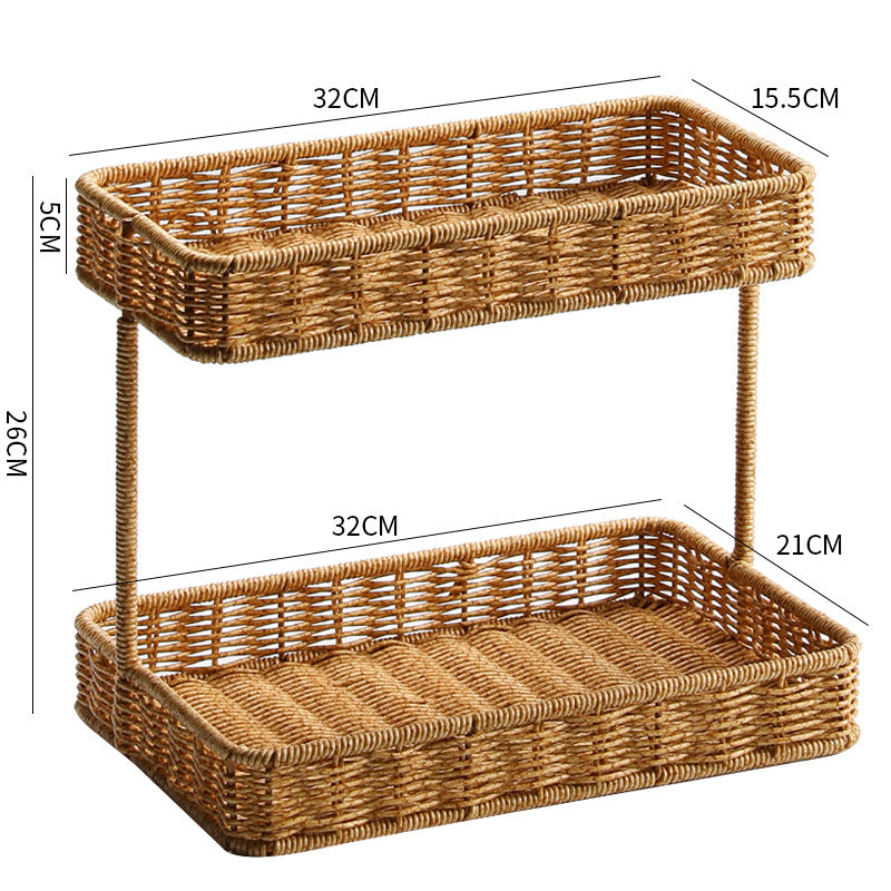 Multi-Tiered Wicker Storage Display Tray Bowlift