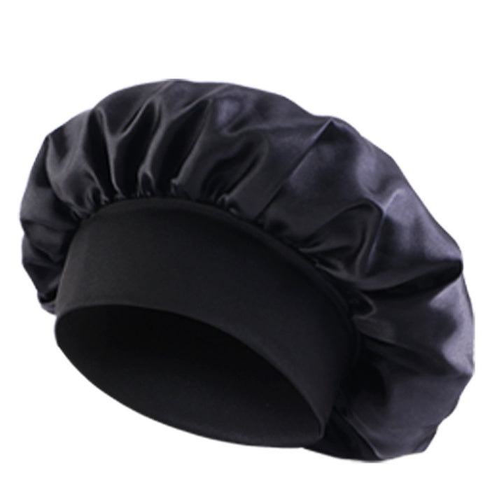 Satin sleep bonnet with wide protective elastic band Bowlift