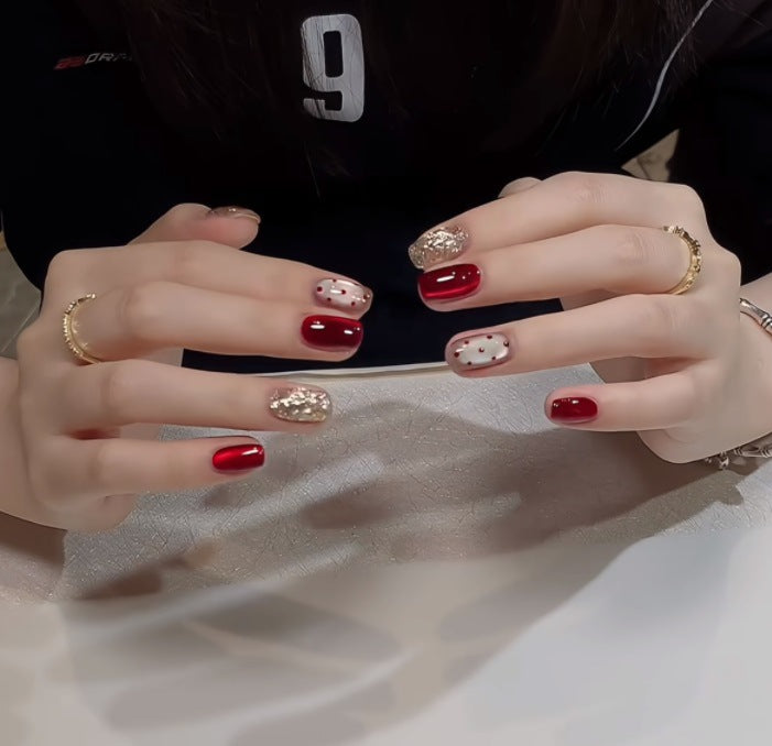 Decorative Press-On Nail Set with Star and Bow Designs Bowlift