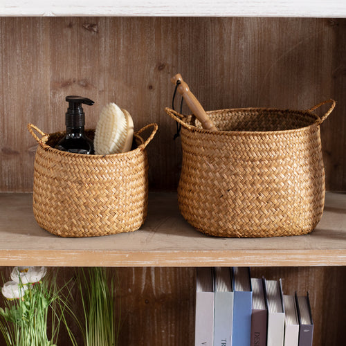 Handcrafted Storage Bin with Natural Woven Design Bowlift