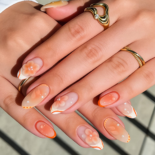 Floral Gel Press-On Nail Set Bowlift