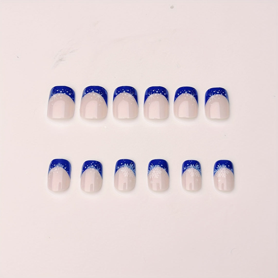 Glittering artificial nails in winter snowflake design Bowlift