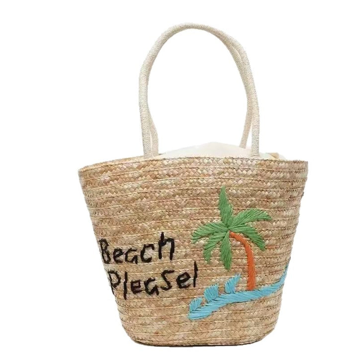 Summery woven bag with creative beach motif Bowlift