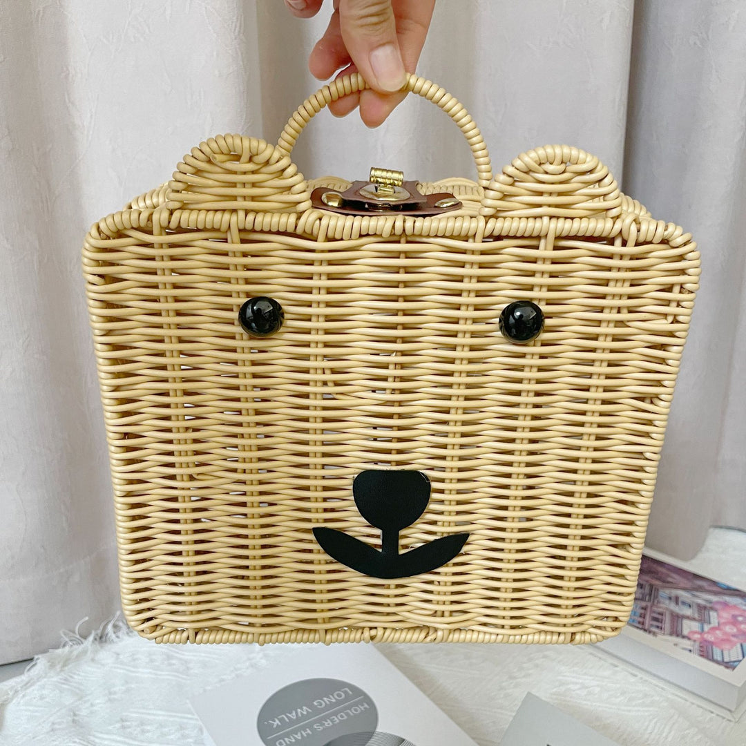 Women Handmade Basket Bag in Bear Design Bowlift