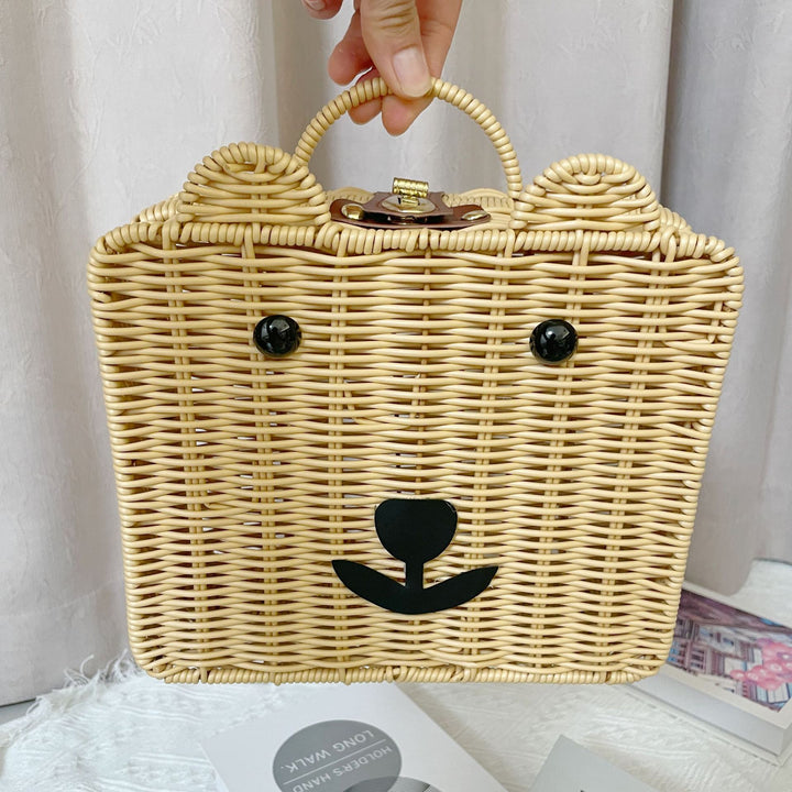 Women Handmade Basket Bag in Bear Design Bowlift