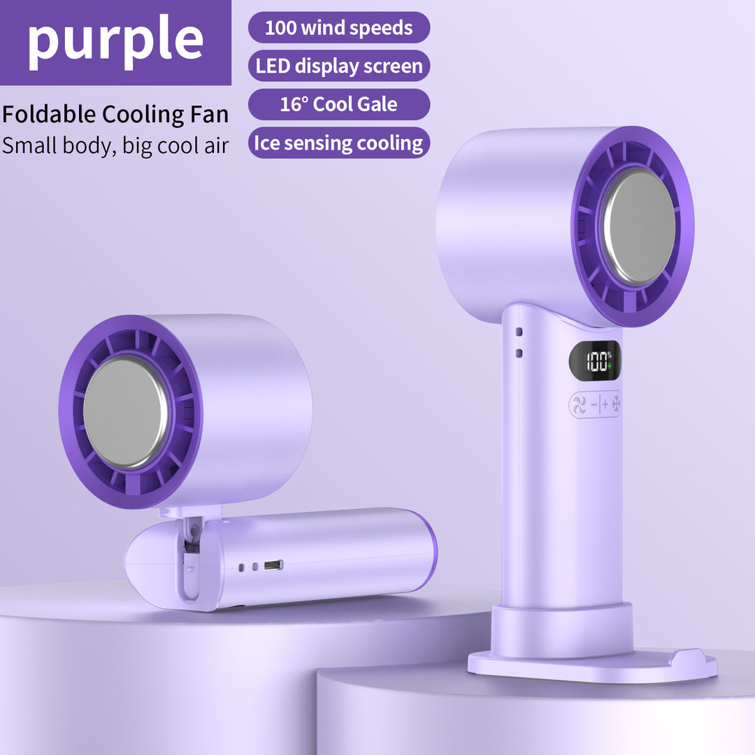 Unisex nan foldable portable handheld cooling fan with digital LED display and ice-sensing technology Bowlift