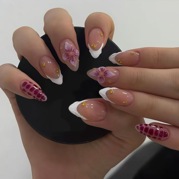 Artistic 3D Floral Design Press-On Nails Bowlift