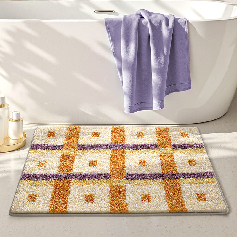 Plush Striped Bath Mat Bowlift