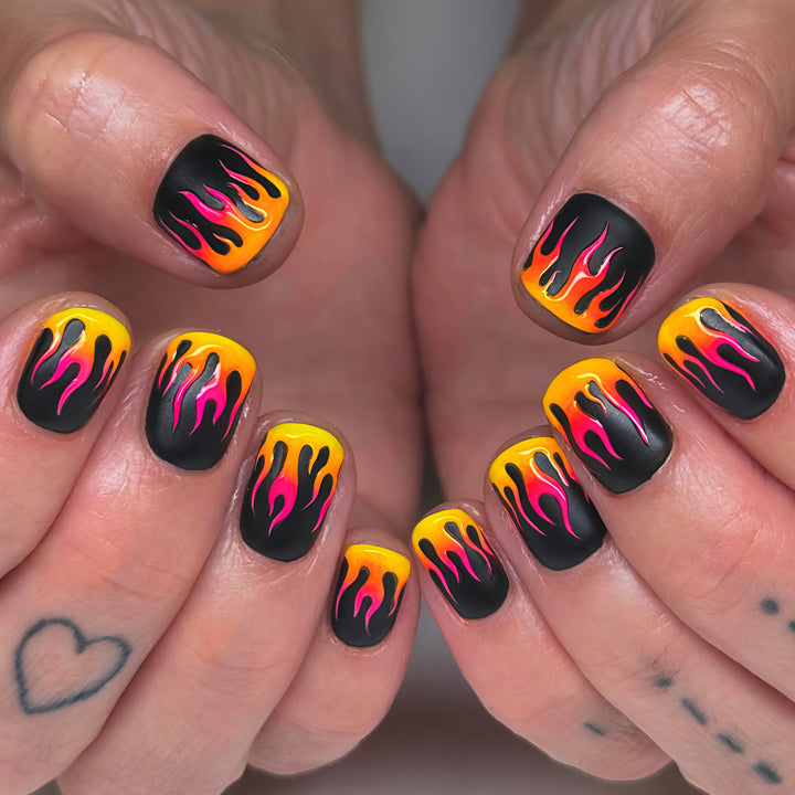 Creative Art Nails with Flame Design Bowlift
