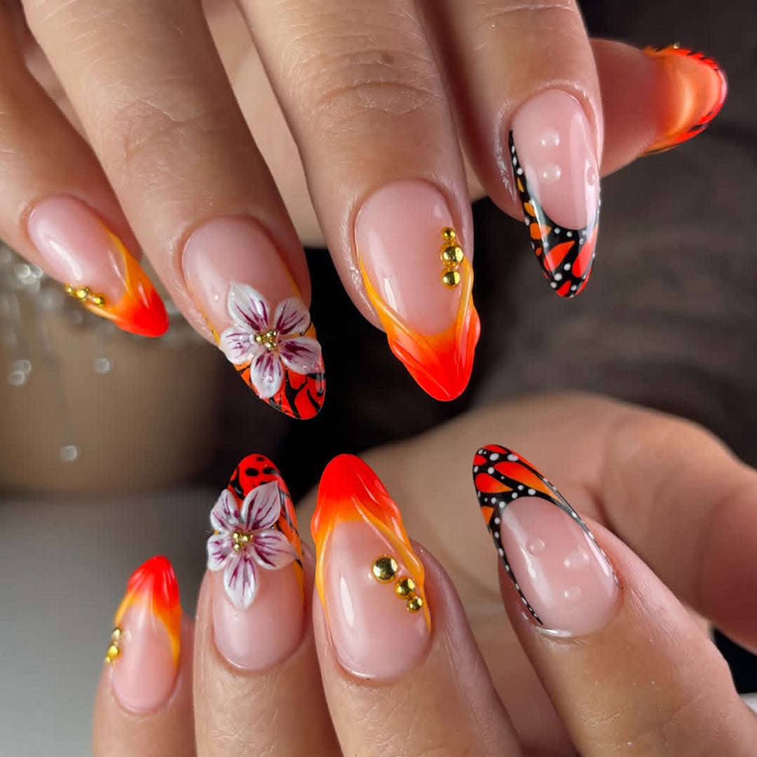 Artistic Floral Flame Nail Art Set Bowlift