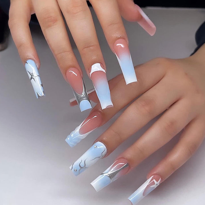 Artistic Nail Tips with Maritime Design Bowlift