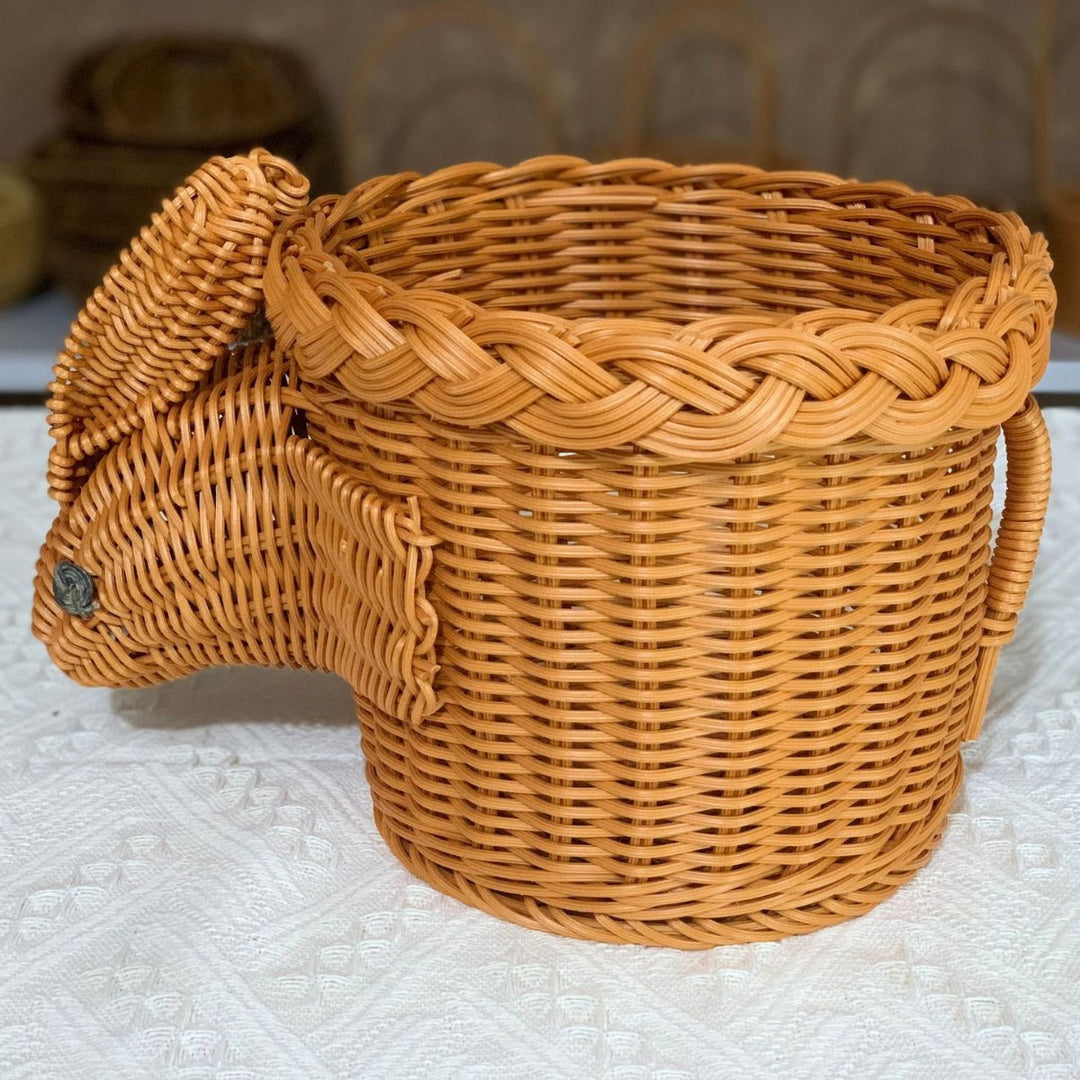 Cute Bunny-Shaped Woven Storage Basket Bowlift