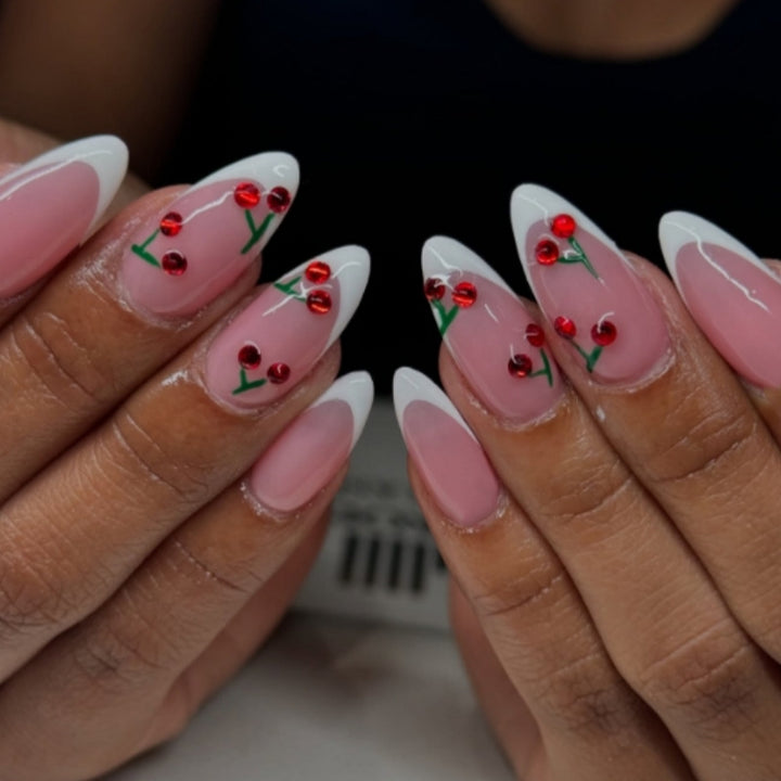 Elegant Cherry Blossom Press-On Nail Art Bowlift