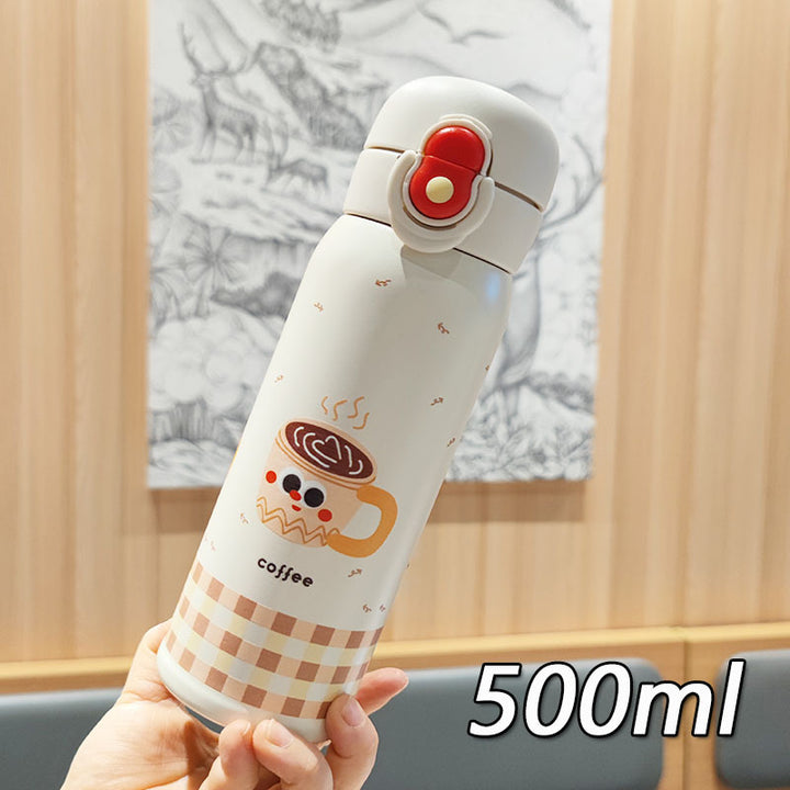 Women's playful stainless steel drinking bottle with integrated safety closure Bowlift